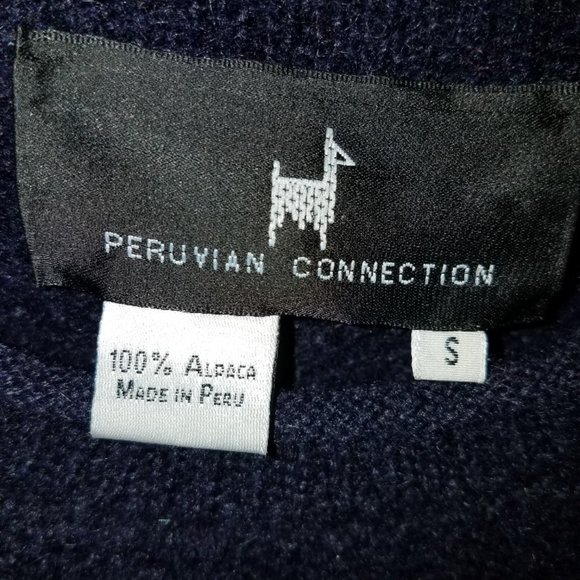 Peruvian Connection Alpaca Pullover Crew Neck Navy Sweater - Picture 5 of 5